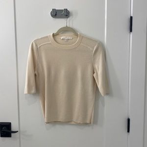 Veronica Beard Cashmere Creme Short Sleeve Sweater - M